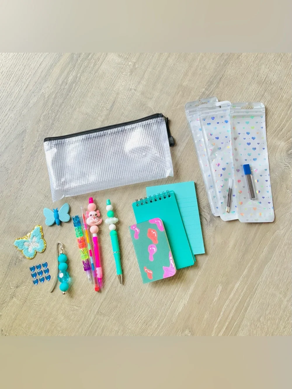 NEW📚 Homemade Crafted Beaded Pen, Pencil, & Bookmark Stationery Set OS